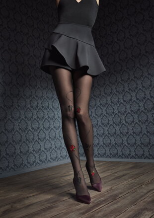 Luxusní vzorované punčochy s krajkou GUCCI G44 40 DEN Marilyn