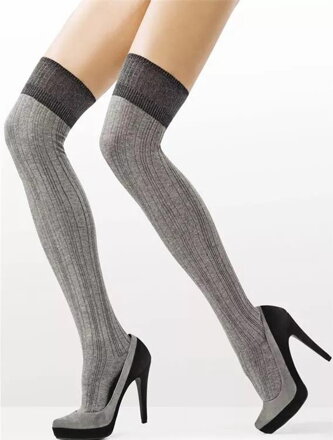 Dámské bavlněné nadkolenky s žebrovaným vzorem ZAZU C99 80 DEN Marilyn