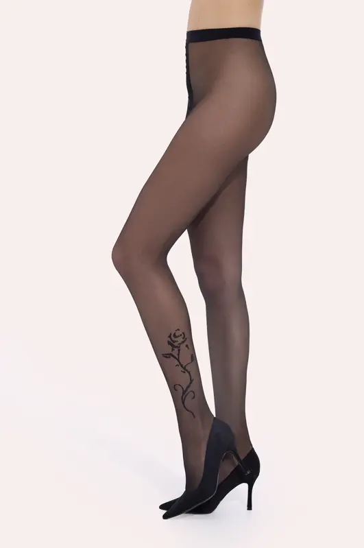 Punčochy s efektním vzorem růže FLORETTE 20 DEN Knittex