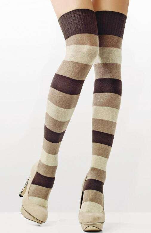 Dámské nadkolenky s kašmírovým efektem a proužkovaným vzorem ZAZU C69 Marilyn